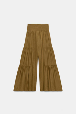 ZARA ОБЪЕМНЫЕ БРЮКИ СО ШВАМИ, ОЛИВКОВЫЙ