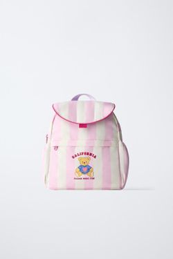 ZARA РЮКЗАК В ПОЛОСКУ, РОЗОВЫЙ