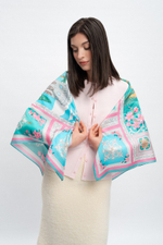 Платок «Романтическая Александрия» 100% шёлк, голубой