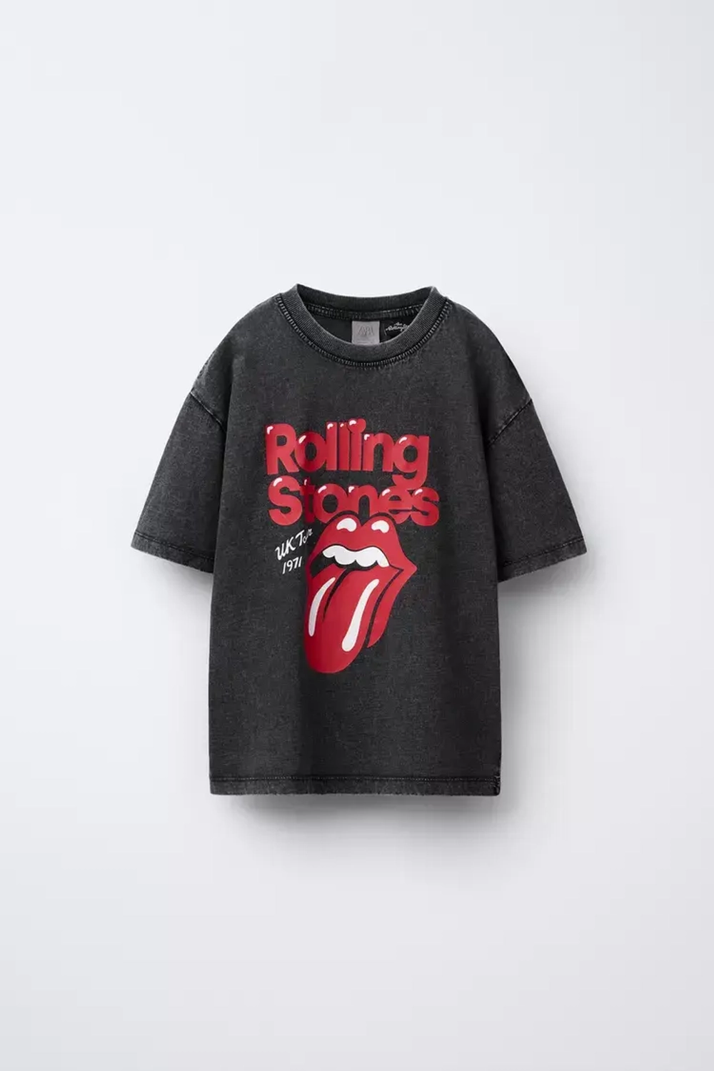 ZARA ФУТБОЛКА С ЭФФЕКТОМ ПОСТИРАННОСТИ ROLLING STONES ©, ТЕМНЫЙ АНТРАЦИТ