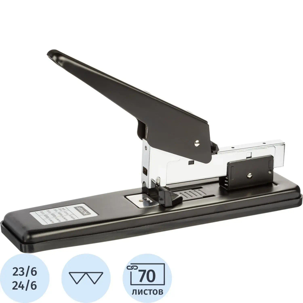 Степлер мощный Attache 24/6-23/13, до 70 листов, металл, пластик, чёрный
