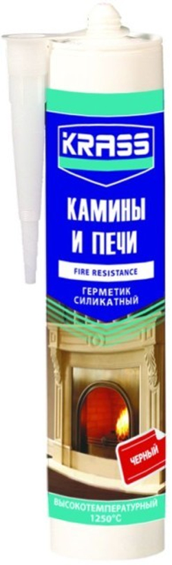 Герметик силикатный Krass для каминов и печей черный 1250С 300мл