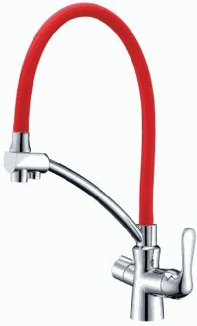 смеситель кухня LEMARK Comfort картридж 35мм, с гибким изливом, с подключением фильтра LM3070C-Red