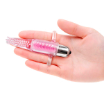Розовый вибростимулятор 10см на палец с щёточкой Baile Vibro Finger BI-014078