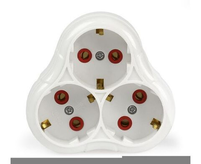 Разветвитель электрический (тройник) SmartBuy 3 розетки, 16А, АБС-пластик, круглый, с заземлением, белый SBE-16-A01-3z