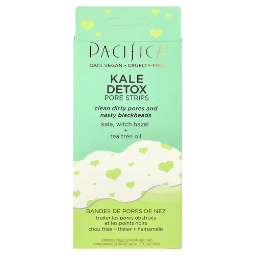 Pacifica, Детокс-полоски из кудрявой капусты, 6 индивидуальных одноразовых полосок из натурального волокна