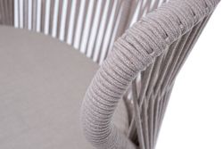 "Милан" стул плетеный из роупа, каркас алюминий (RAL1001), роуп бежевый круглый, ткань бежевая