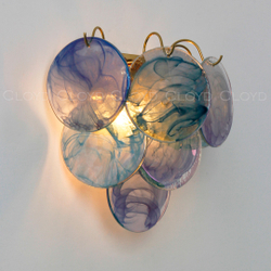 Бра Cloyd LINZE-B W2 / выс. 32 см - латунь - голубое стекло (арт.20483)