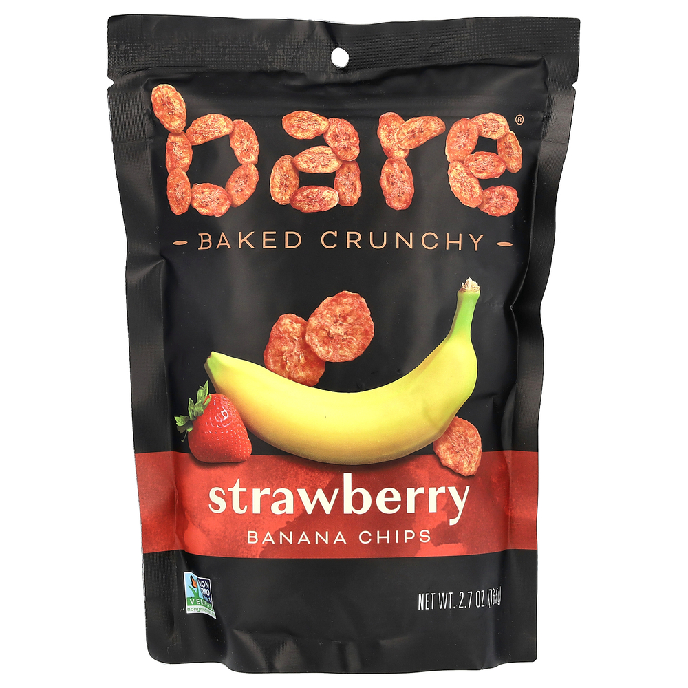 Bare Snacks, запеченные банановые чипсы, клубника, 76,5 г (2,7 унции)