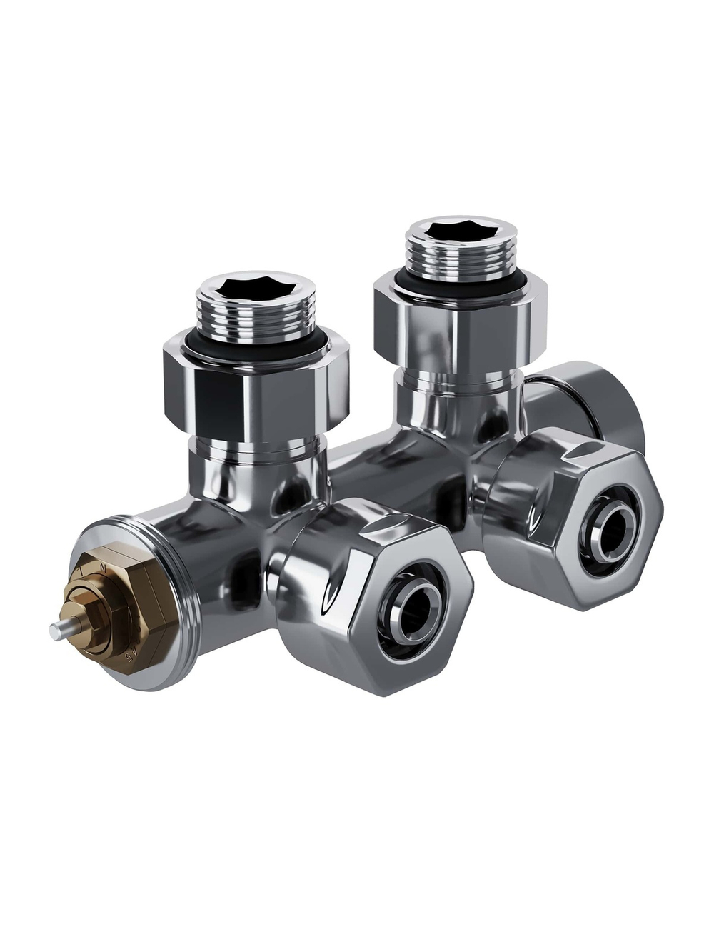 Узел нижнего подключения термостатический угловой Royal Thermo Design Pro 15мм М30х1,5 (Хром)