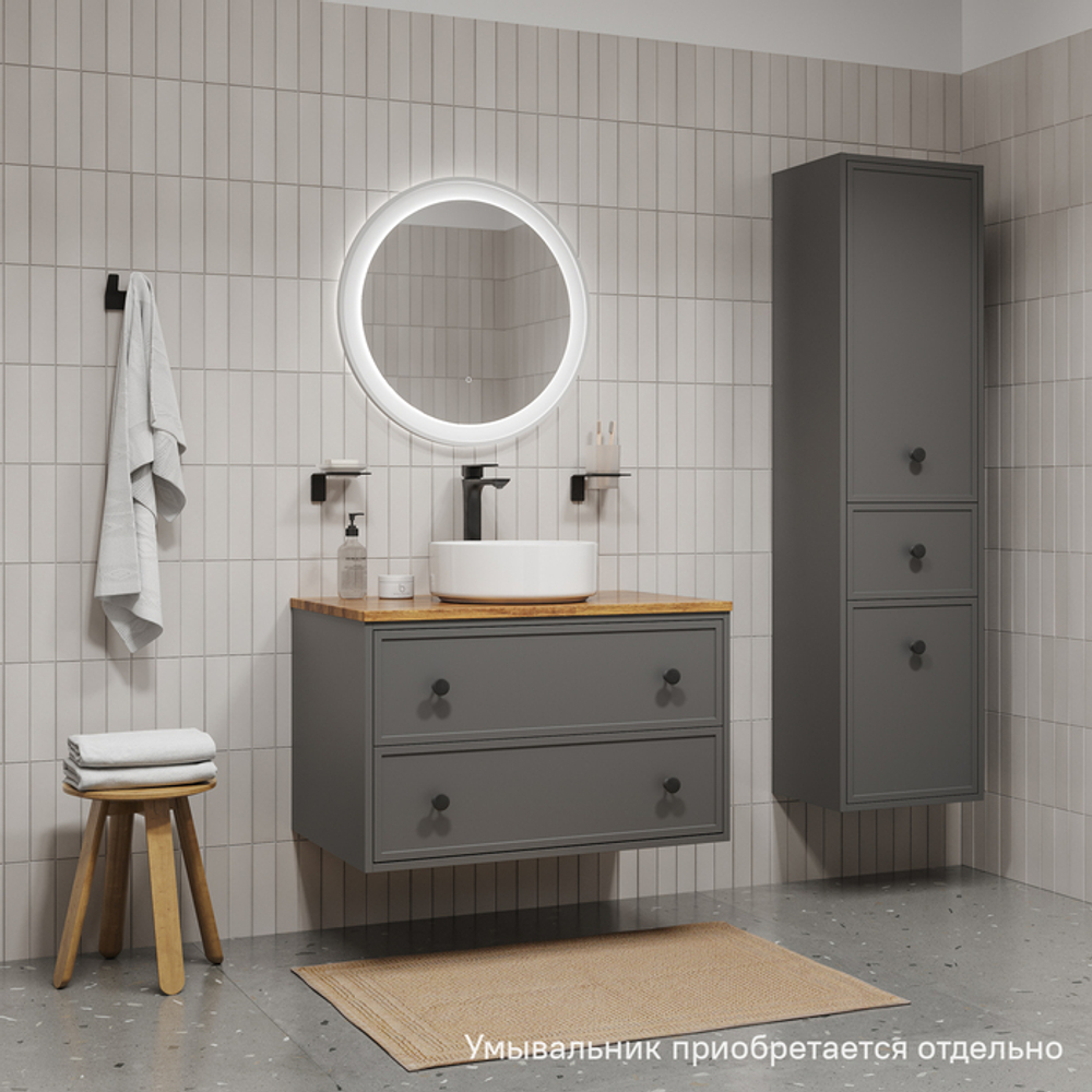 Тумба подвесная IDDIS Torr, со столешницей, 80 см, темно-серый, TOR80DBi95K