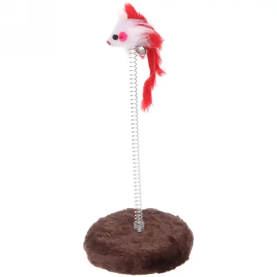 Игрушка для кошек на пружине «Поймай меня» 10*10*20см с бубенцом, коричневый