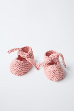 ZARA ПИНЕТКИ С ЗАВЯЗКАМИ, РОЗОВЫЙ