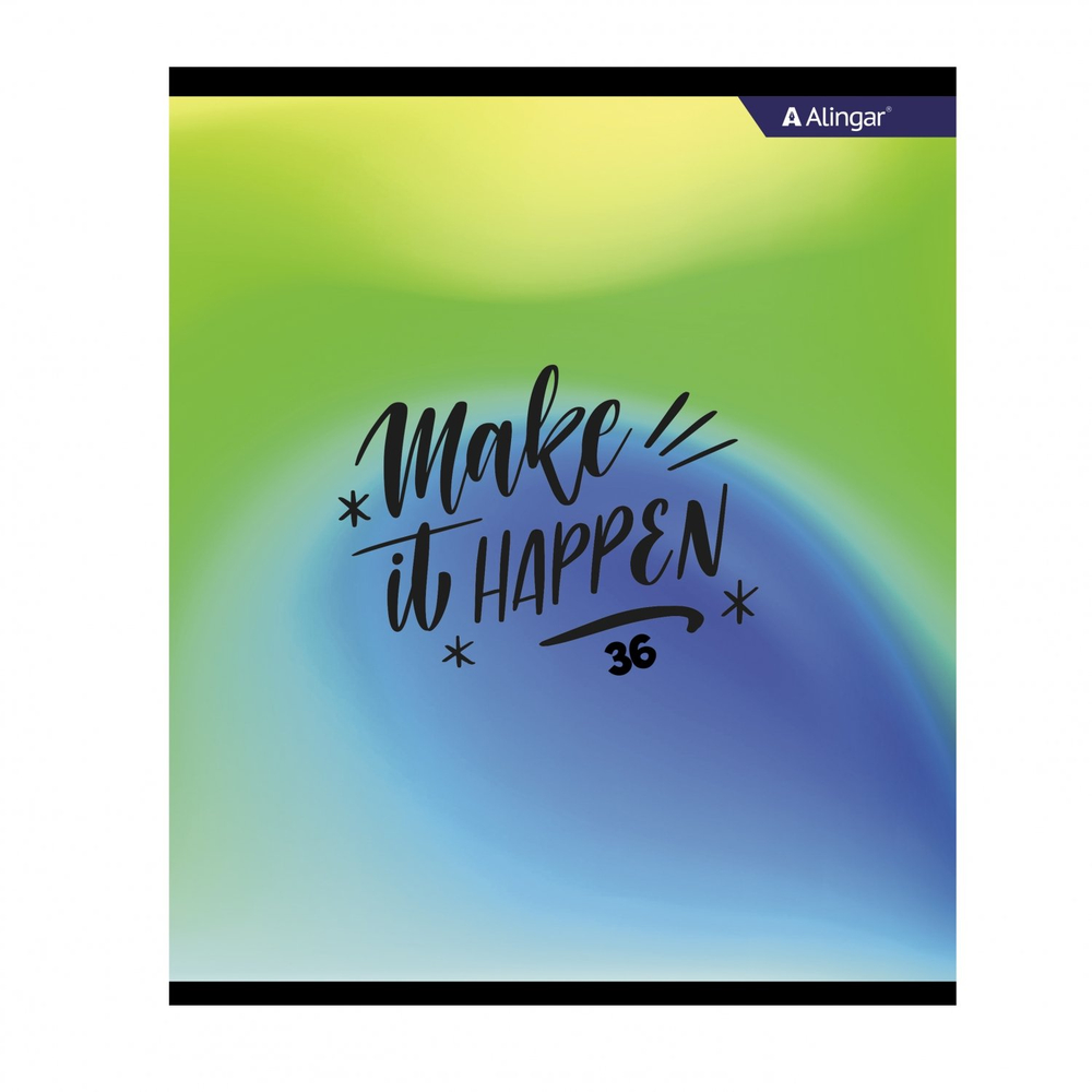 Тетрадь 36 л., А5, клетка, Alingar "Positive book", скрепка, второй блок 60г/м2, мелованный картон (стандарт), 4 дизайна в пленке т/у