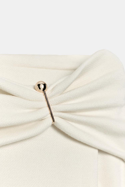 ZARA ТОП ИЗ МЯГКОЙ ТКАНИ С ПРЯЖКОЙ, ЭКРЮ