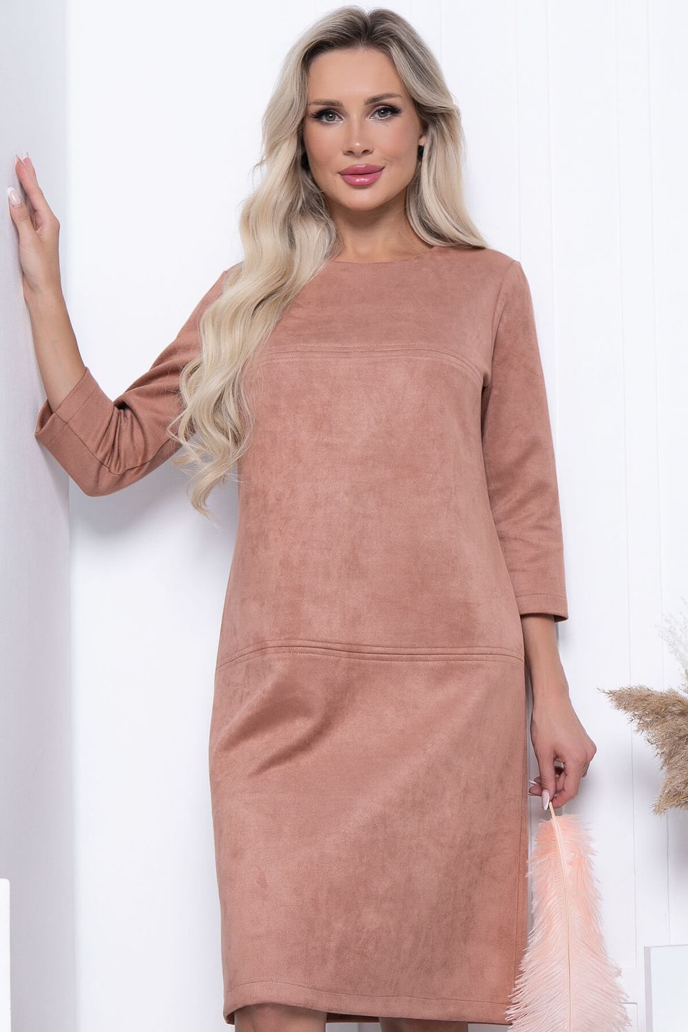 Платье "Элегантная простота" П7245 (светло-коричневый) LT Collection