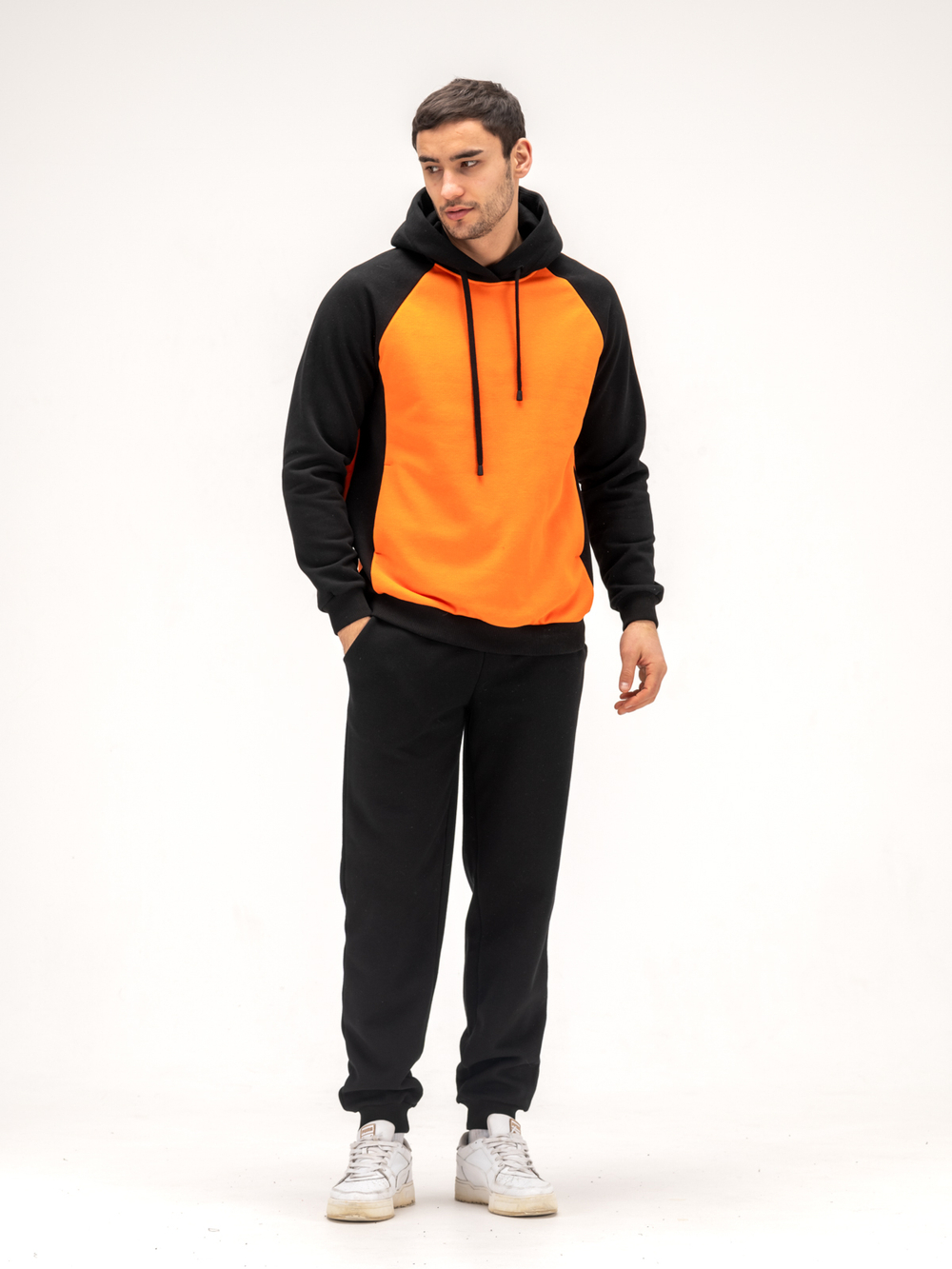 Костюм мужской спортивный теплый. Оранжевый/черный