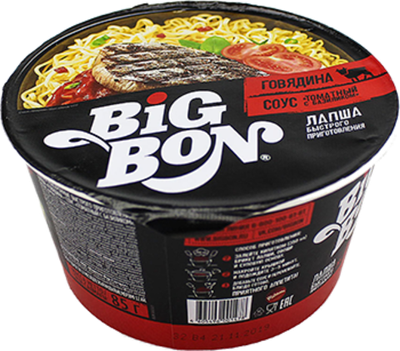 лапша Big-Bon (чашка) говяжья; соус томатный 85гр (1х24)