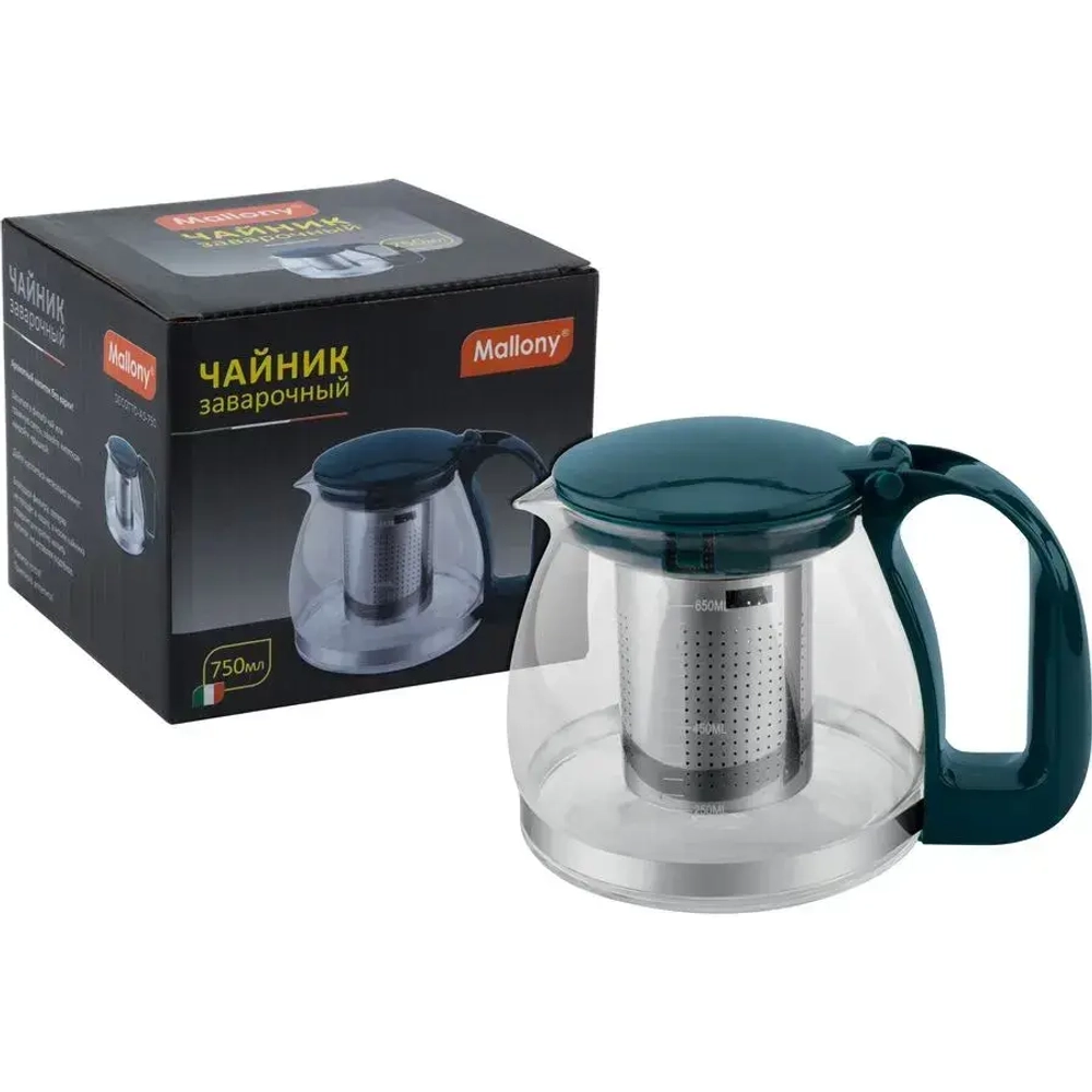 Чайник заварочный, DECOTTO-AS-750, объем: 0,75 л, с пластик ручкой, фильтр из нерж стали