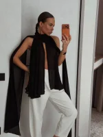 Топ из шифона, черный