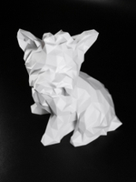 Статуэтка собаки породы Йорк (York dog) полигональная 21 см., 3D печать, белы