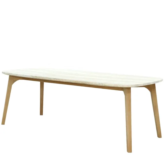Стол Mali 225х100 см, массив эвкалипта, травертин