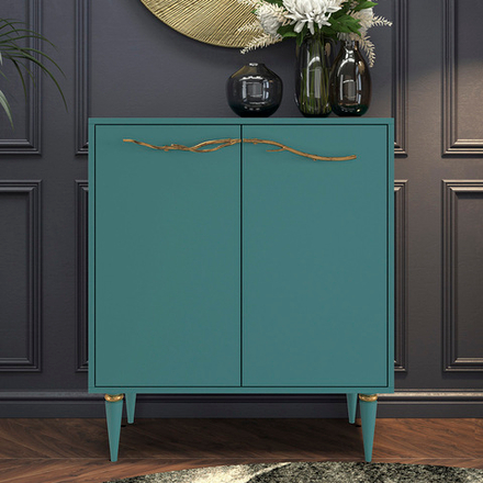 Комод Арт Колор matte Классик Голд с 2 полками Пастельно-синий матовый