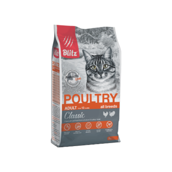 Сухой корм для кошек для взрослых кошек Домашняя птица Blitz Classic Poultry Adult Cat All Breeds 2кг