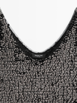 Massimo Dutti Топ с бретелями и бисером, серый