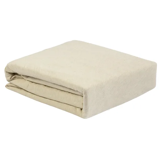 Простыня на резинке из хлопкового трикотажа серо-бежевого цвета из коллекции essential