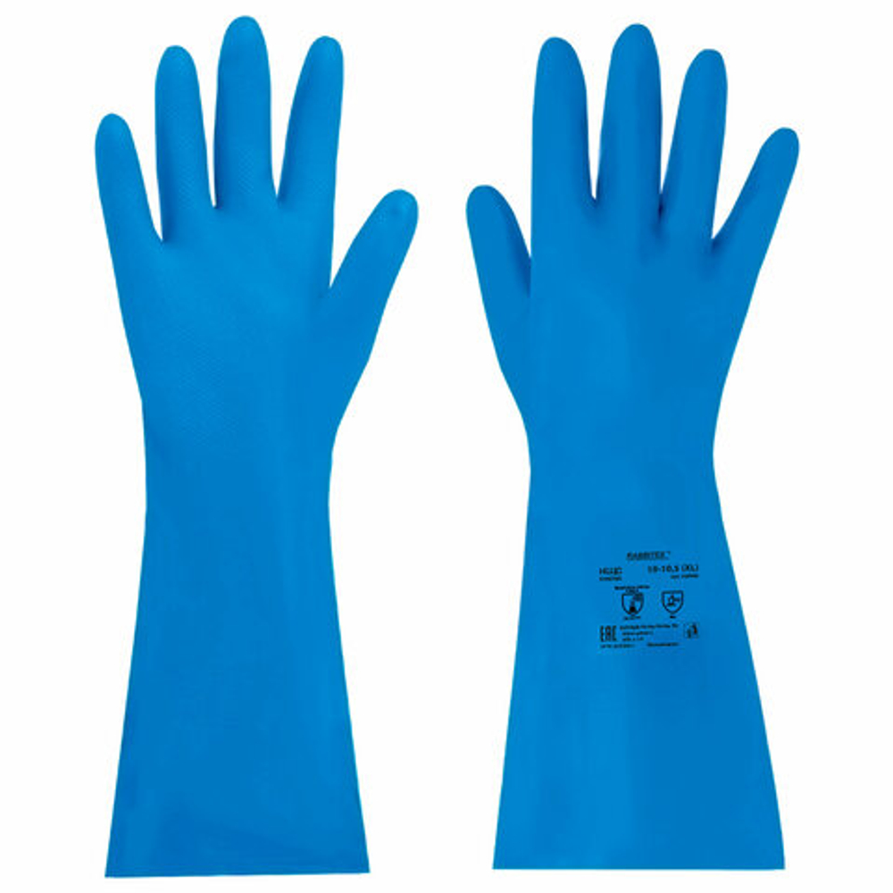Перчатки нитриловые КЩС, STRONG, химически устойчивые, синие, размер 10-10,5, XL (очень большой), RABBITEX (РАББИТЕКС)
