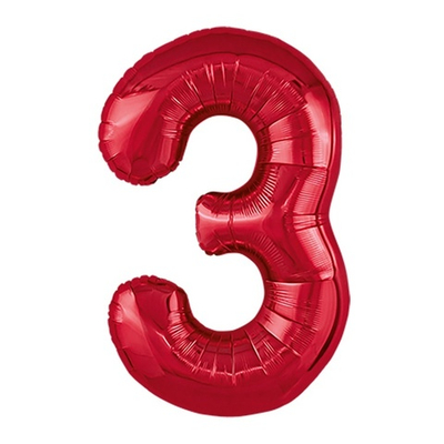 Шар ЦИФРА 3 Металлик Red 40" 102 см