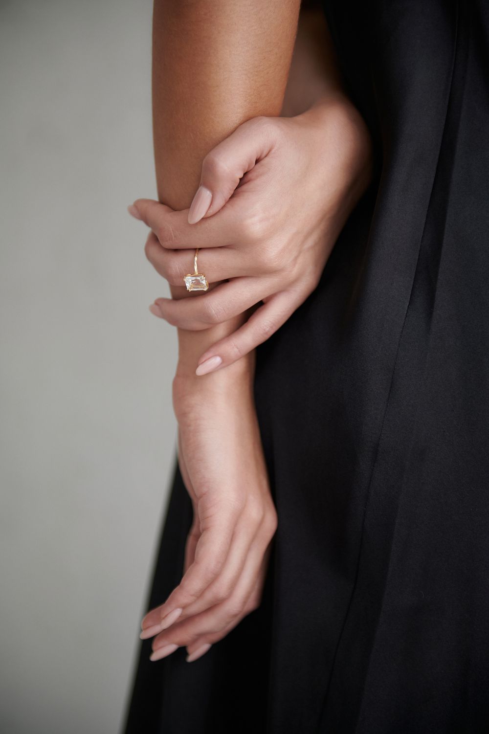 Кольцо Crystal Classic с горным хрусталем, желтое золото