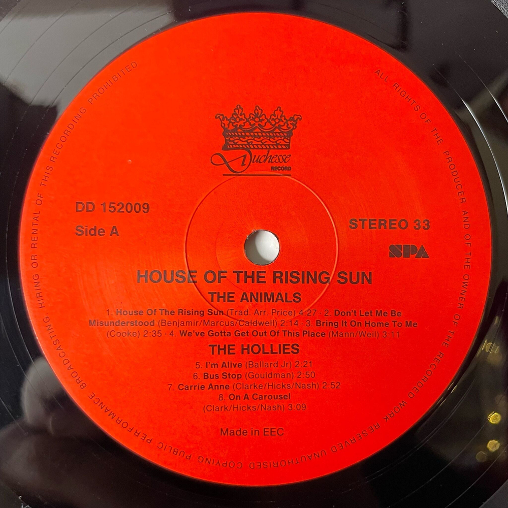 Винтажная виниловая пластинка LP 16 Original Superhits Of The 60's House Of The Rising Sun (Germany 1988) (The Animals, The Hollies, The Kinks, The Yardbirds)
