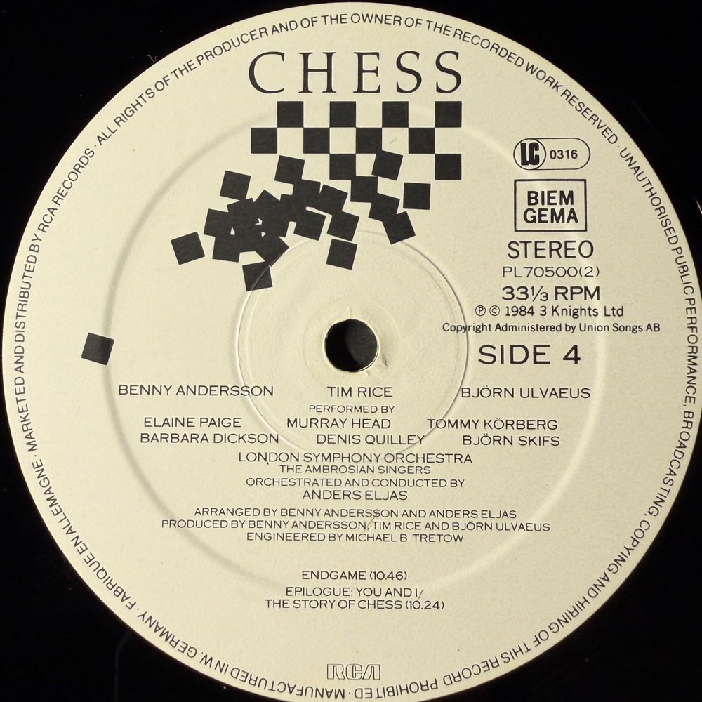 Мюзикл Шахматы 2LP (Европа 1984г.)