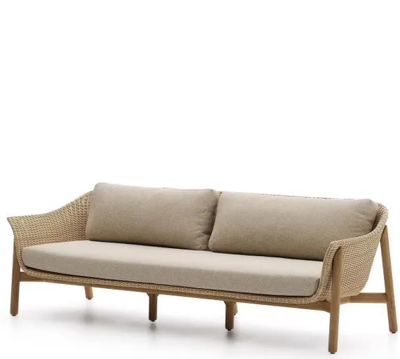 3-местный диван Galea из тикового дерева и синтетического ротанга, 223 см