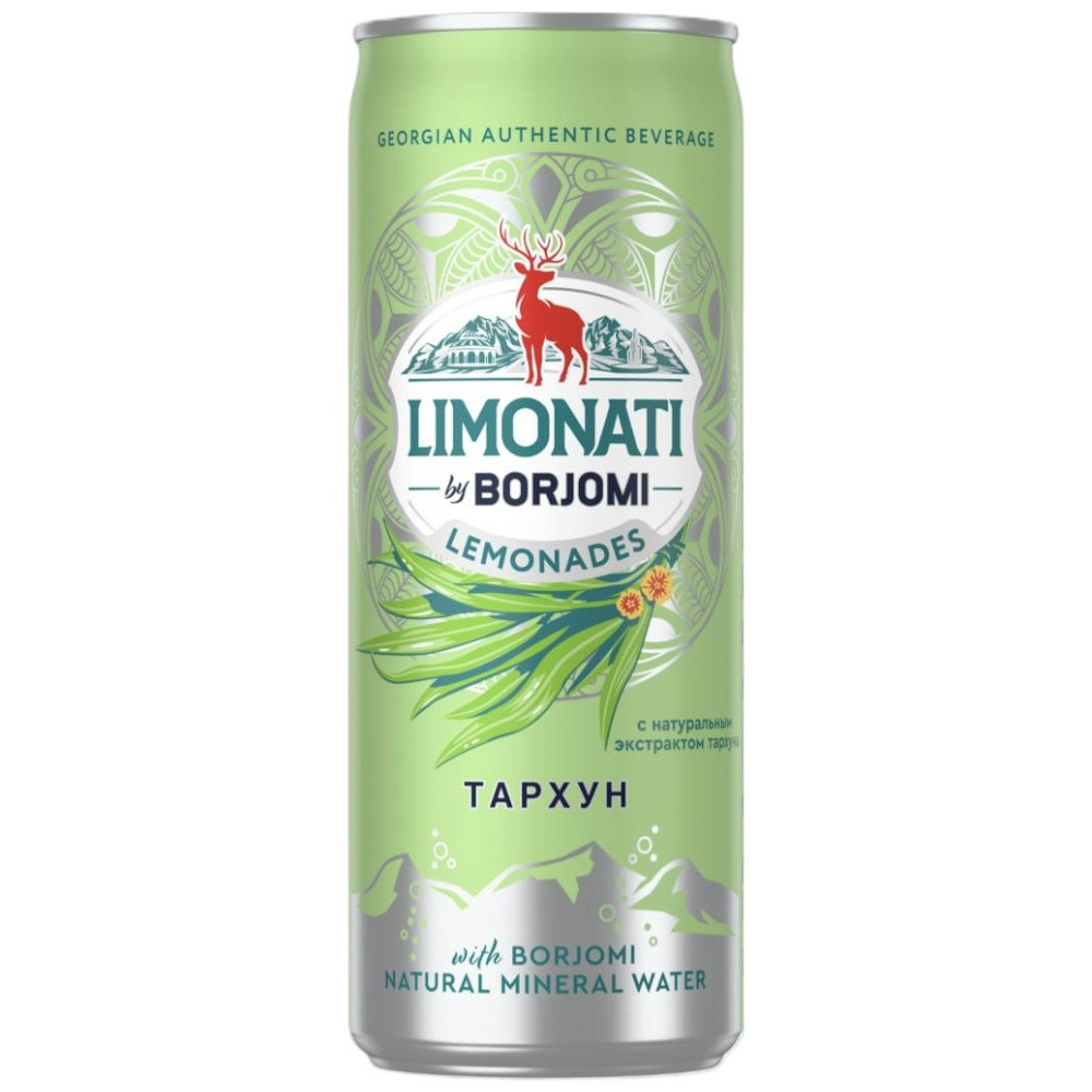 Грузинский Лимонад Limonati by Borjomi Тархун in can 0,33 л.