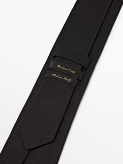 Massimo Dutti Галстук из хлопково-шелкового твила, черный