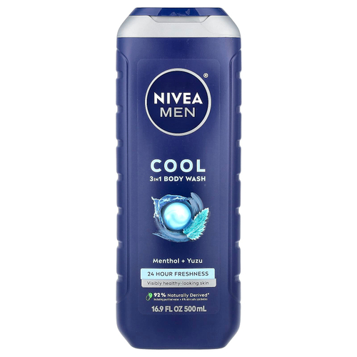 Nivea, Для мужчин, прохладный гель для душа 3 в 1, с ментолом и юдзу, 500 мл (16,9 жидк. Унции)
