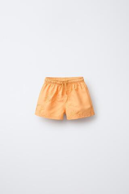 ZARA ПЛАВКИ С ВЫШИВКОЙ «СОЛНЦЕ», МЯГКИЙ ОРАНЖЕВЫЙ