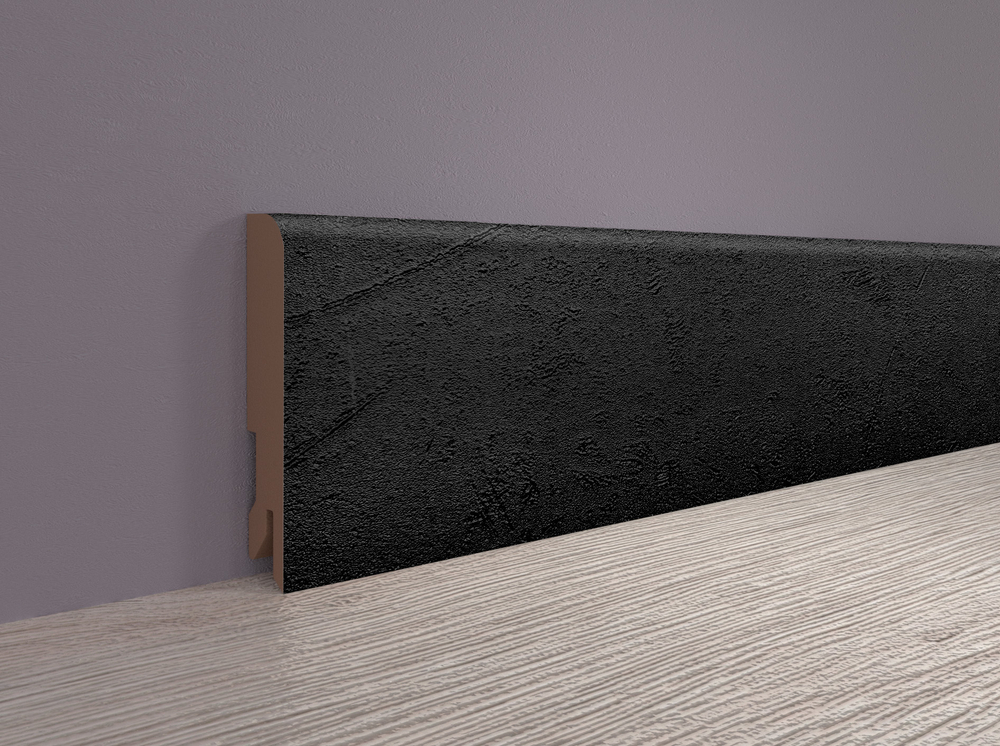 Плинтус МДФ ламинированный Лука Пл 80 МДФ.2400.24034 черный лофт 16x80х2400 мм