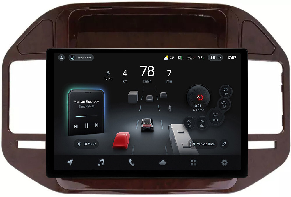 Магнитола для Mitsubishi Pajero 3, Montero 3 1999-2006 (рамка под дерево) - Teyes CC4-PRO монитор 13" 2K QLED на Android 13, Snapdragon 778G, 8+128, AI, CarPlay, DSP, 4G SIM-слот