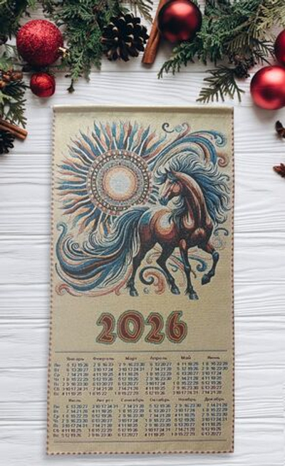 Календарь из гобелена на 2026 год Вороной 39х74