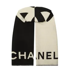 Женский кашемировый шарф Chanel чёрно-белый