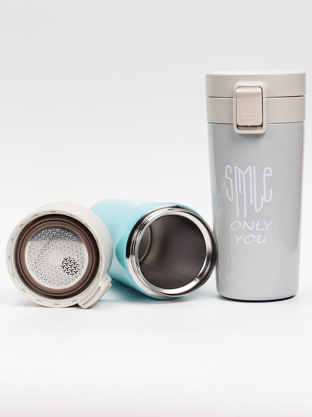 Термокружка пластик/металл  CY-012-1 с крышкой, 380ml