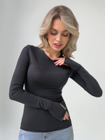 Лонгслив 2024 однотонный с вырезом под палец