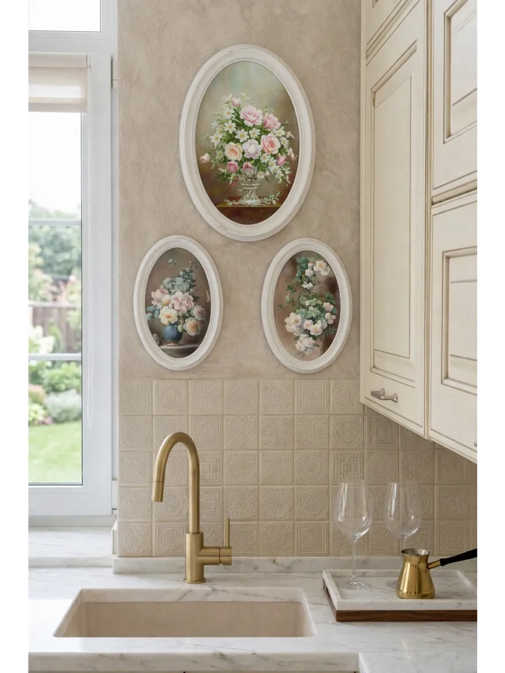 Набор из трех овальных картин