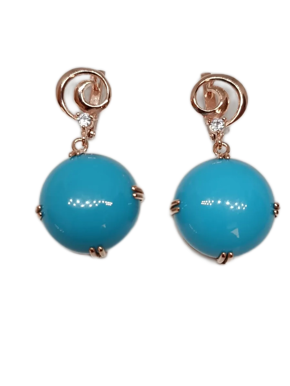 Серьги бижутерные с бирюзой прессованной