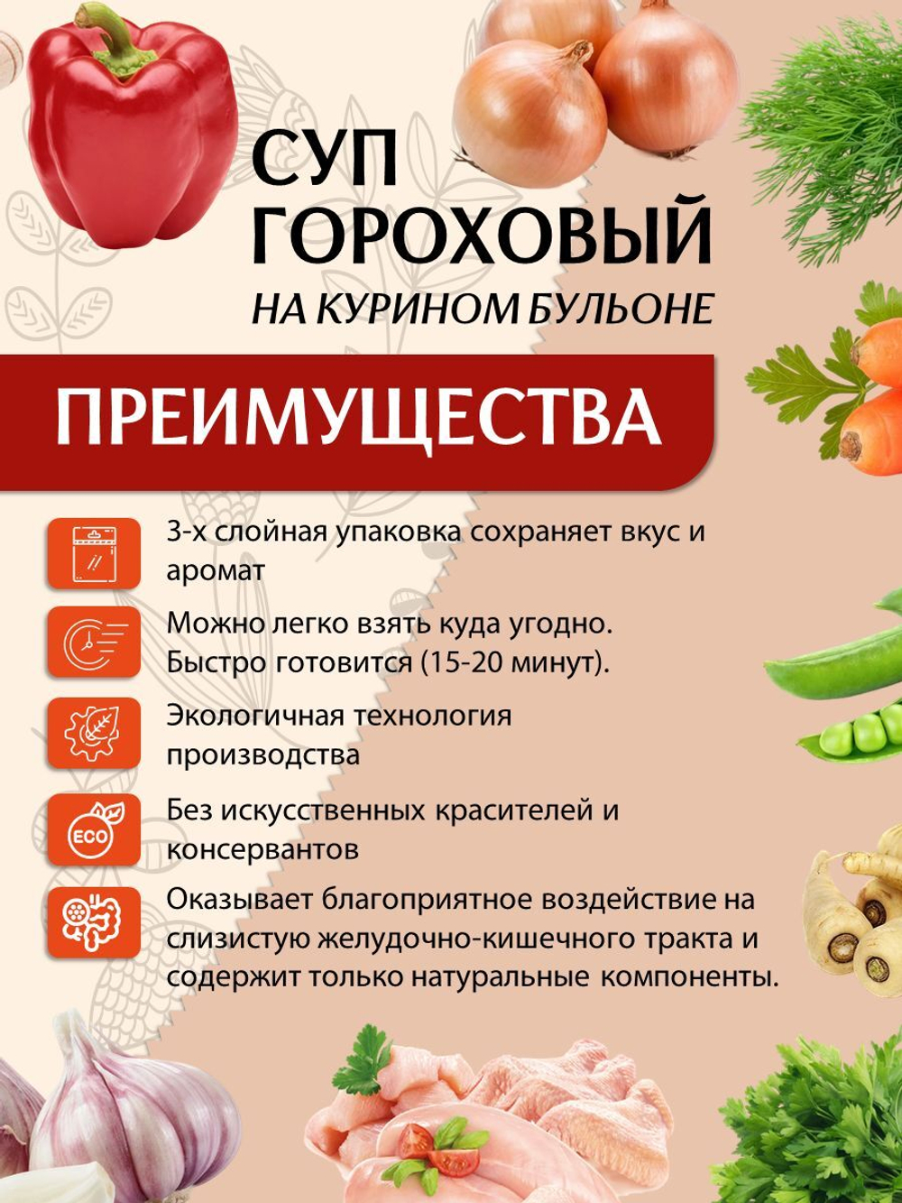 Суп быстрого приготовления Гороховый на курином бульоне Приправыч 60гр. 1 шт. 3 порций