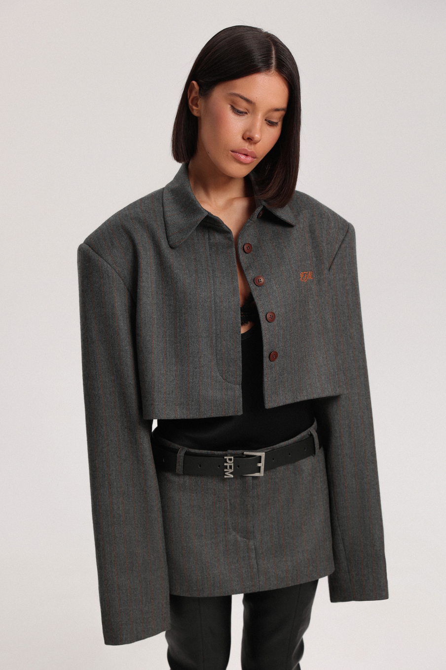 Жакет в полоску укороченный